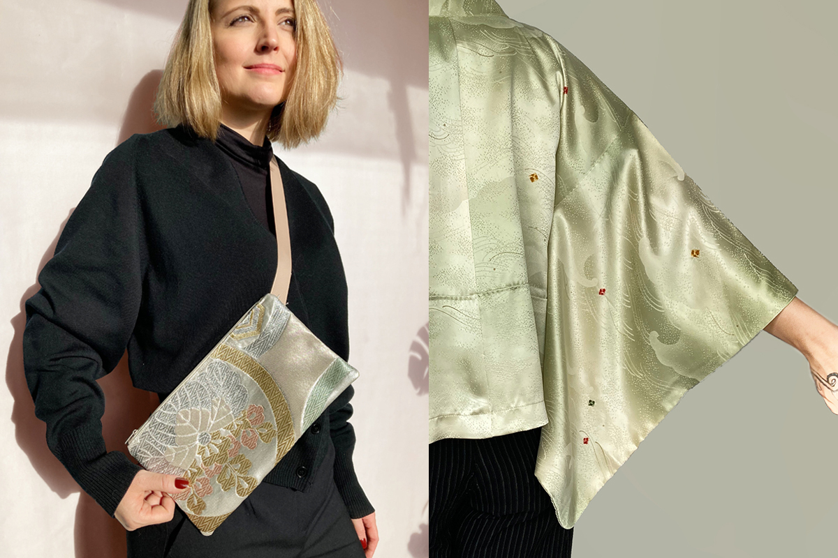 Kimoneo handgefertigte Jacken Taschen Schals